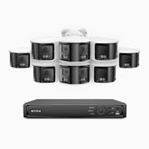 FDH800 - 8 Channel PoE Security System with 8 X 8MP UHD Dual Lens Cameras, 180° Panoramic View, Smart Dual Light Night Vision, Two-Way Audio, Active Siren & Alarm, Human & Vehicle Detection, IP67